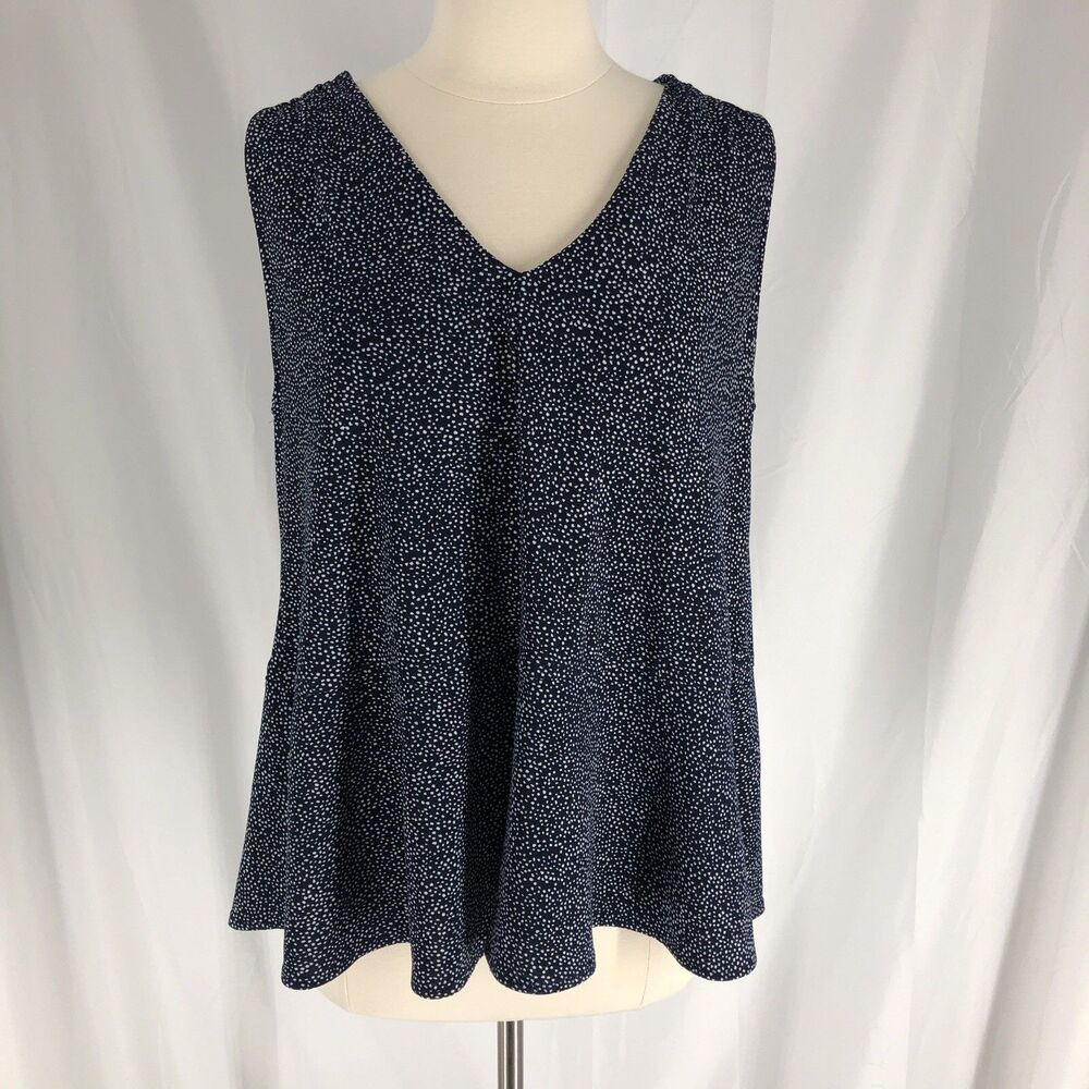 Banana Republic Midnight Navy Sleeveless V-Neck Swing Tank Medium
